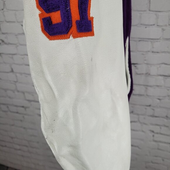 VTG DeLong Retro Purple Wool Hooded Varsity Letterman Jacket USA Made Size 40 - Picture 6 of 15